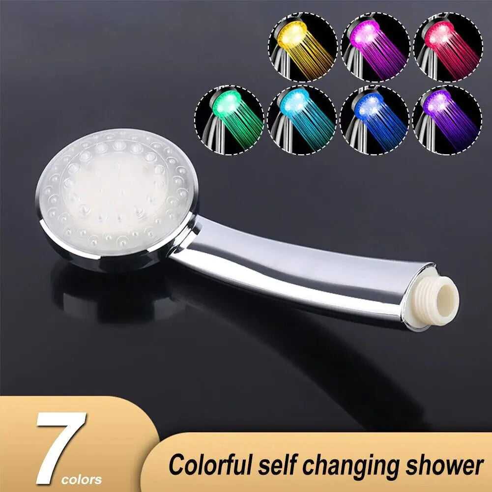 Handheld 7 Color Changing LED Light Water Bath Home Bathroom Shower Head Glow Anti Spier