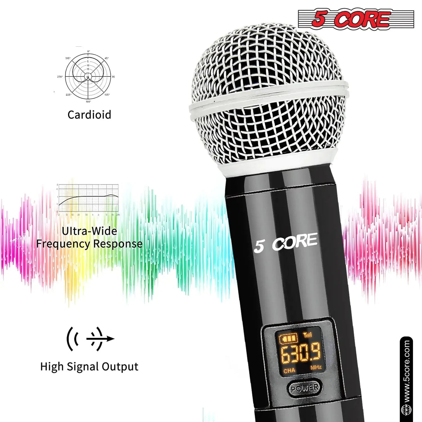 5Core Wireless Microphones VHF Microfonos Inalambricos Professional Handheld Cordless Mic Anti Spier