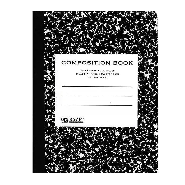 C/R 100 Ct. Black Marble Composition Book Anti Spier