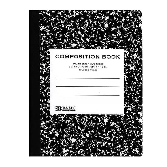 C/R 100 Ct. Black Marble Composition Book Anti Spier