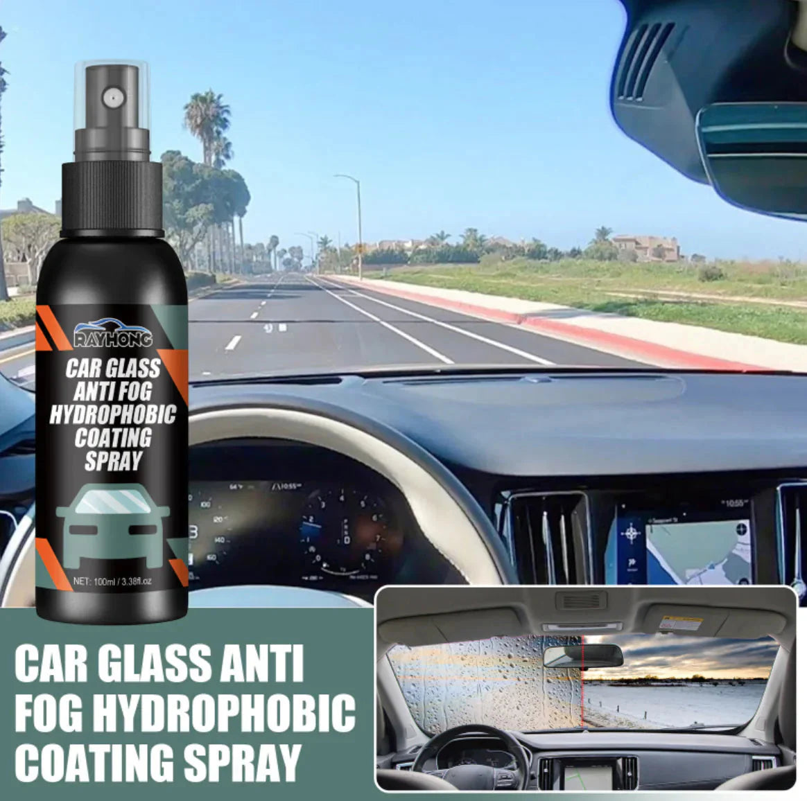 Hydrophobic Windshield Cleaning Spray Anti Spier