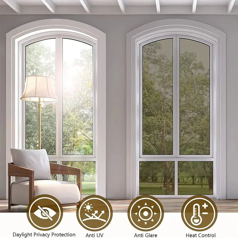 One-Way Daytime Privacy Window Film - Brown-Silvery Anti Spier