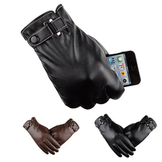 Autumn Warmth Stylish Vegan Leather Touch Smart Gloves Anti Spier