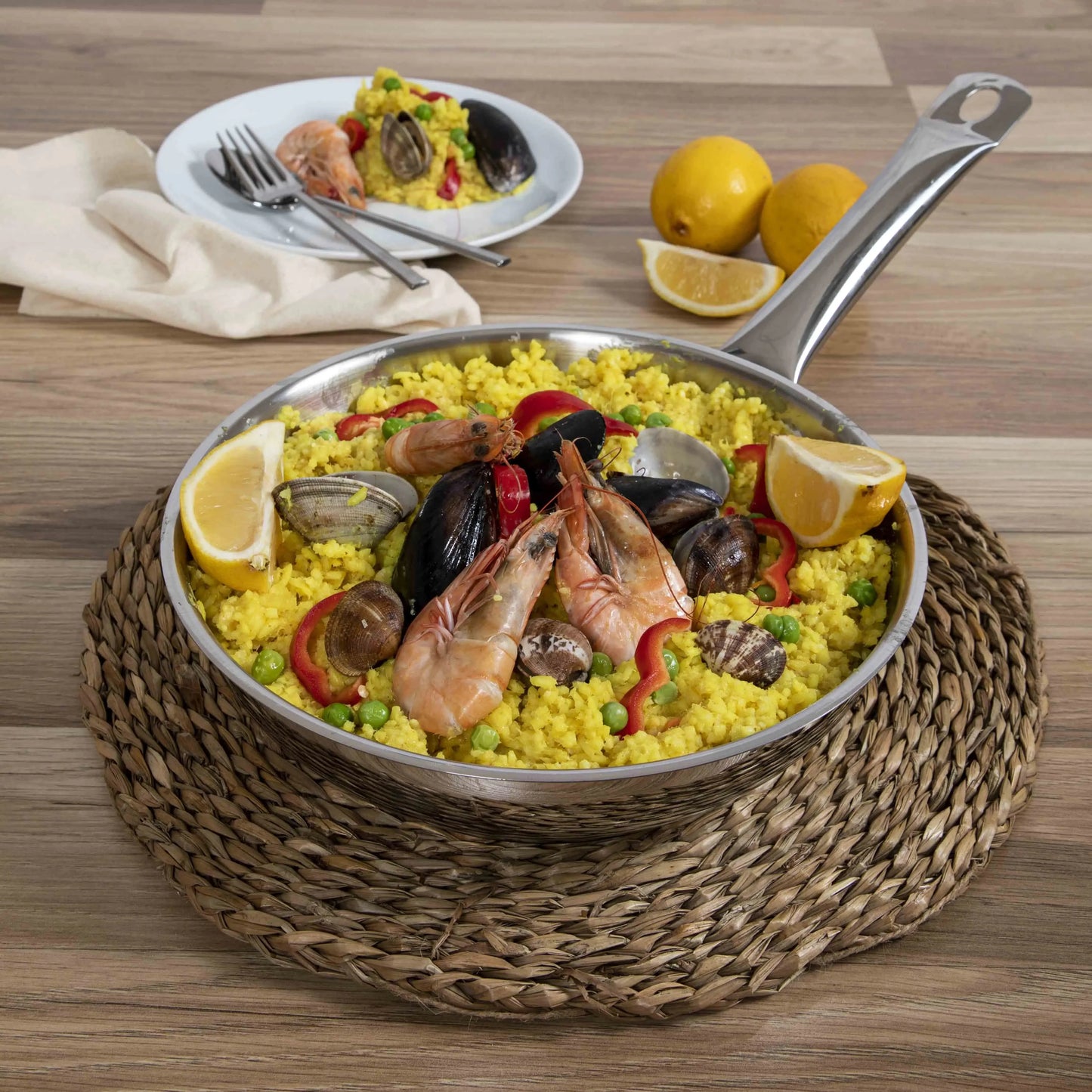 Serenk Modernist Stainless Steel Frying Pan 24 cm Anti Spier