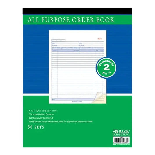 All Purpose Order Book 2-Part Carbonless 8 3/8" x 10 11/16" 50 Sets Anti Spier