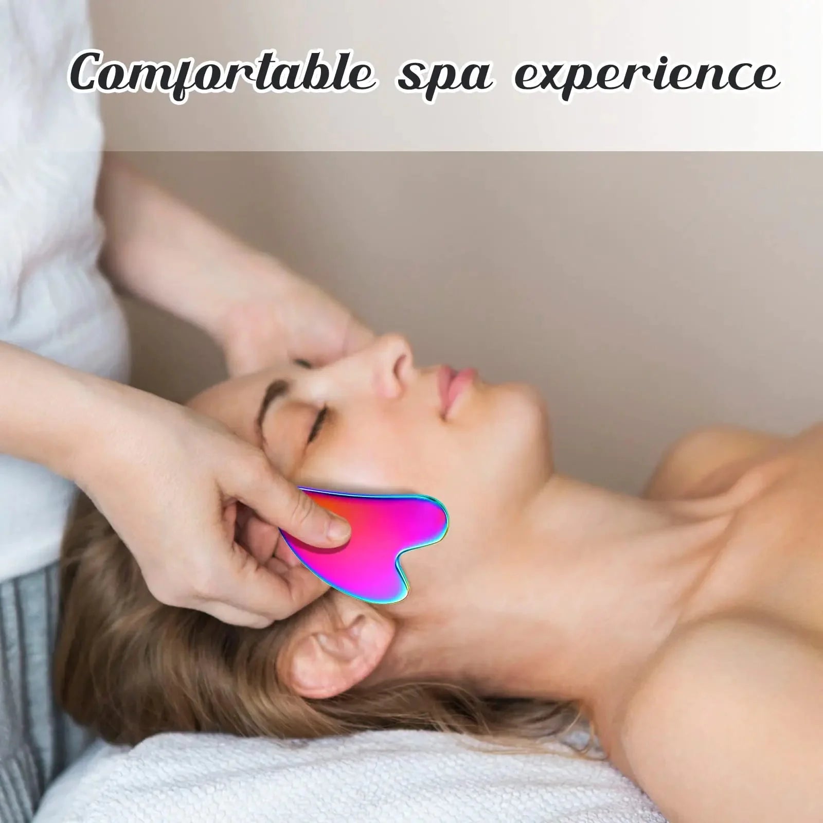 Nuanchu Stainless Steel Gua Sha Facial Tools Guasha for Face Metal Gua Sha Tighten Skin Massage Guasha Beauty Tool for Body Eyes Neck Massager with Travel Pouch Skin Care Gifts (Rainbow Color) Rainbow Color Anti Spier