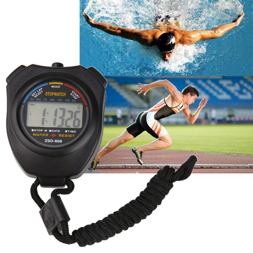 2PCS SET Digital Stopwatch Sports Counter Chronograph Date Timer Odometer Watch Anti Spier