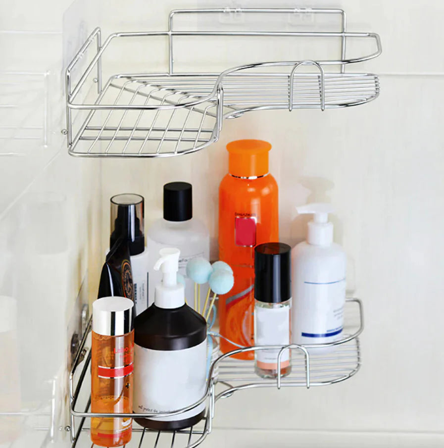 Shower Caddy Shelf Bathroom Corner Bath Storage Holder Organizer Triangular Rack Anti Spier