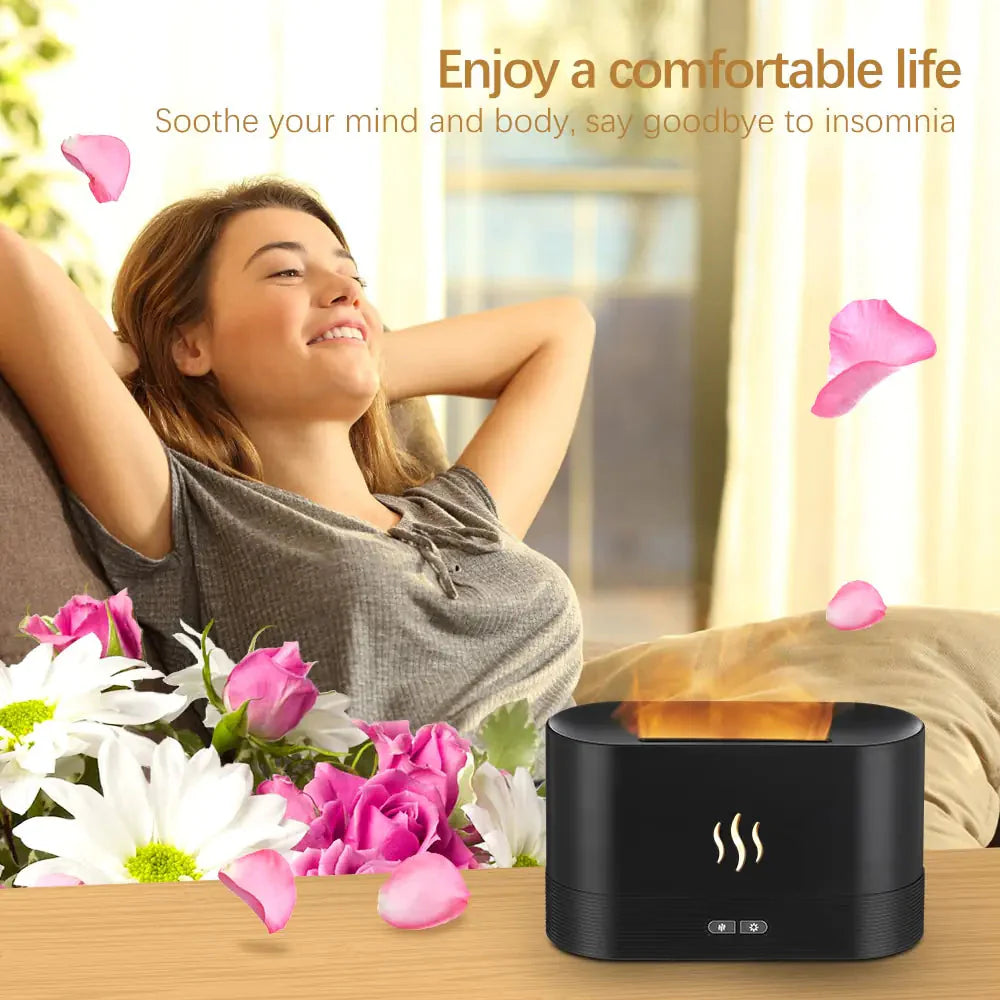 Flame Fire Humidifier Aromatherapy Diffuser Anti Spier
