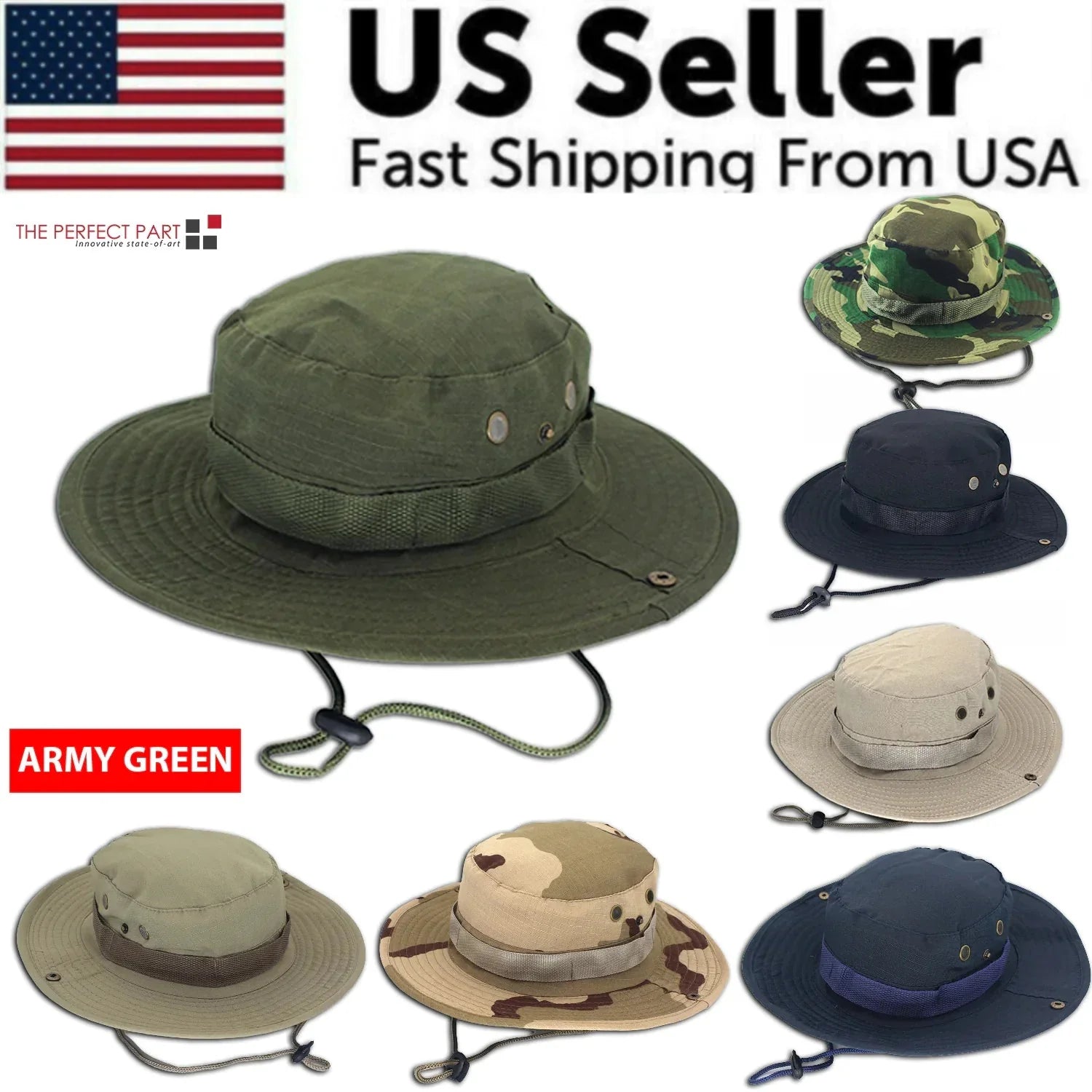 Boonie Bucket Hats Outdoor Fishing Hunting Wide Brim Mesh Camo Safari Sun Cap Anti Spier