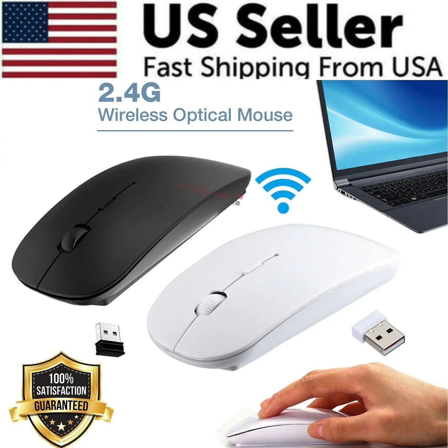 2.4GHz USB Wireless Optical Mouse Mice For Apple Mac Macbook Pro Air PC Anti Spier