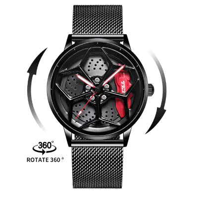 Car Wheel Hub Quartz Watch - Military Sport Design Anti Spier