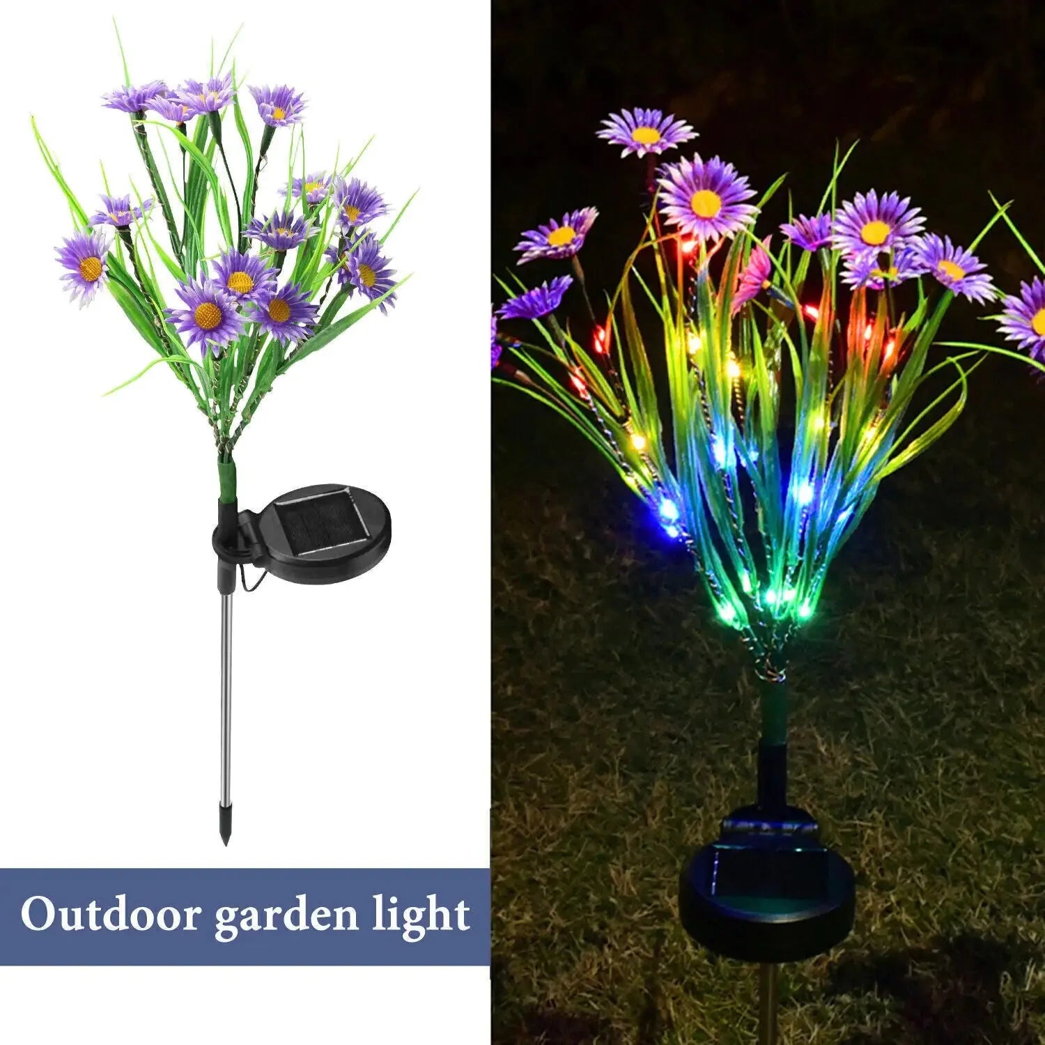 Solar Garden Lights LED Flower Stake Lamp Outdoor Yard Waterproof Patio Decor Anti Spier