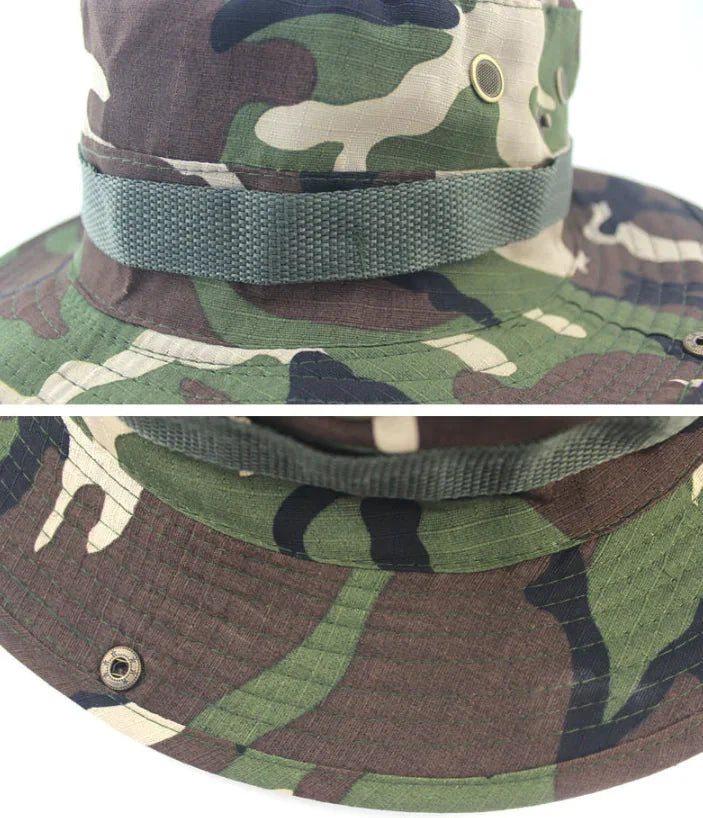 Boonie Bucket Hats Outdoor Fishing Hunting Wide Brim Mesh Camo Safari Sun Cap Anti Spier