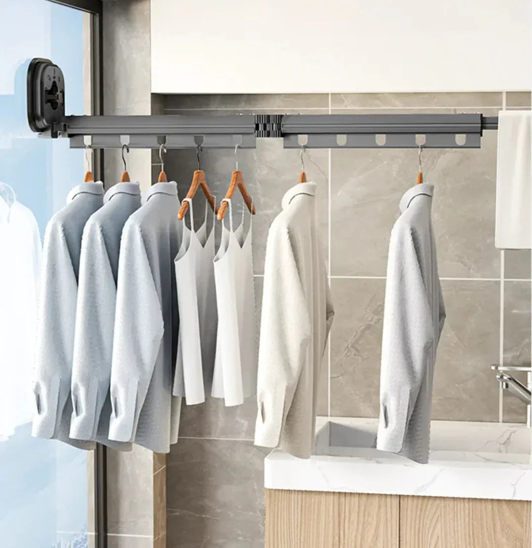 Retractable Aluminum Suction Cup Clothes Hanger Anti Spier