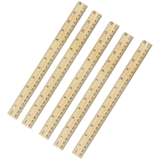 Wooden School Rulers Wood Ruler Student Rulers Office Ruler Measuring Ruler, Wooden Ruler 12 Inch Rulers Bulk - Pack of 5 Anti Spier