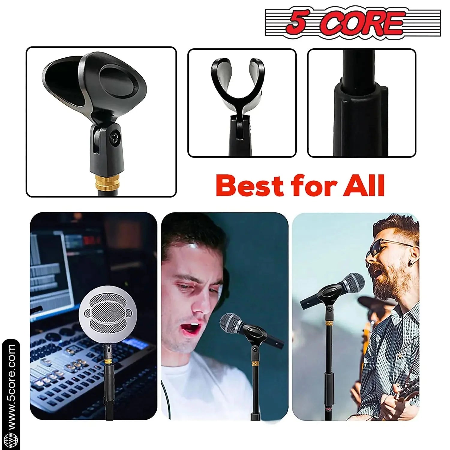 5 Core Mic Stand Round Base  Height Adjustable Universal Microphone Mount Stands Anti Spier