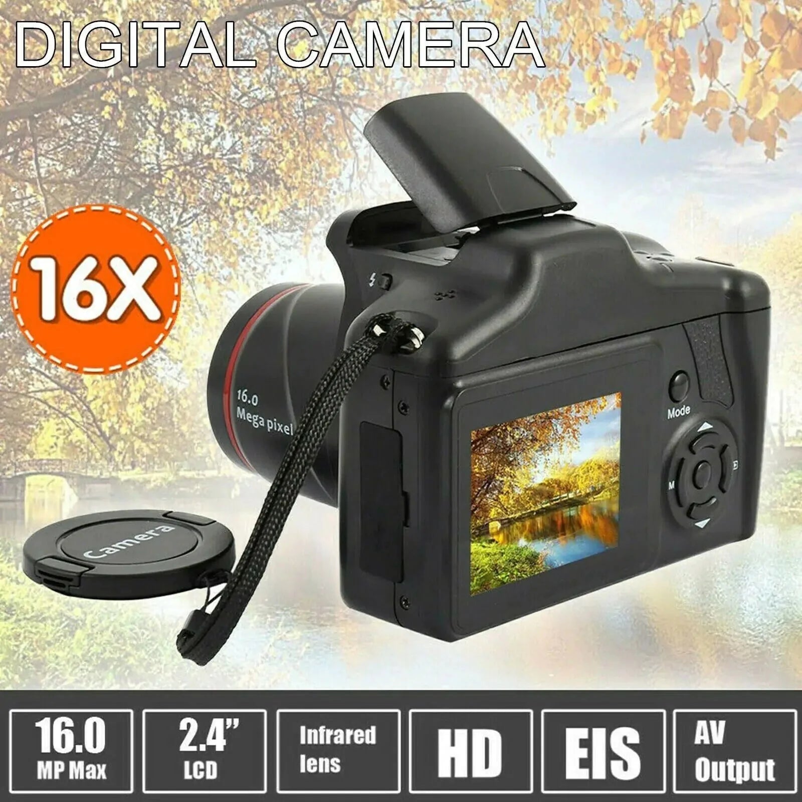 Digital Camera 3.0 Inch TFT LCD Screen 16X Zoom HD 16MP 1080P Anti-Shake Mic US Anti Spier