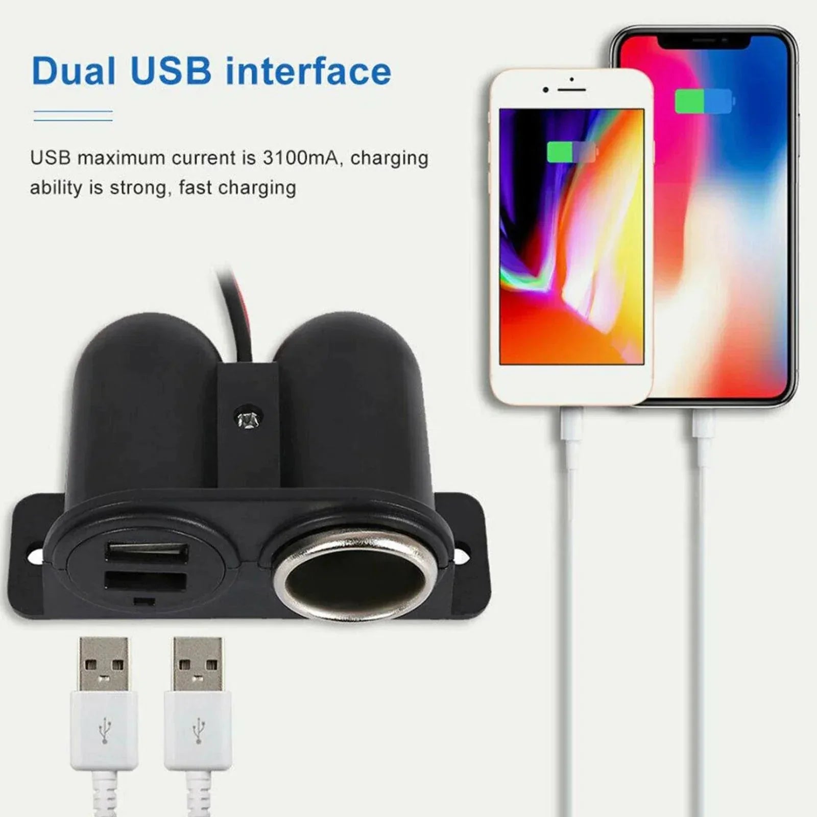 Car Cigarette Lighter Socket Splitter Dual USB Charger Power Adapter Outlet 12V Anti Spier