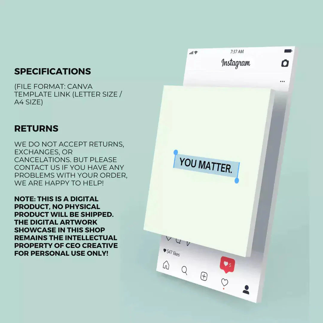 Downloadable Instagram Content Quote 100 Template Anti Spier