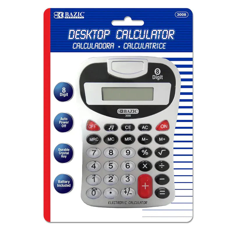 8-Digit Silver Desktop Calculator w/ Tonecalc Anti Spier