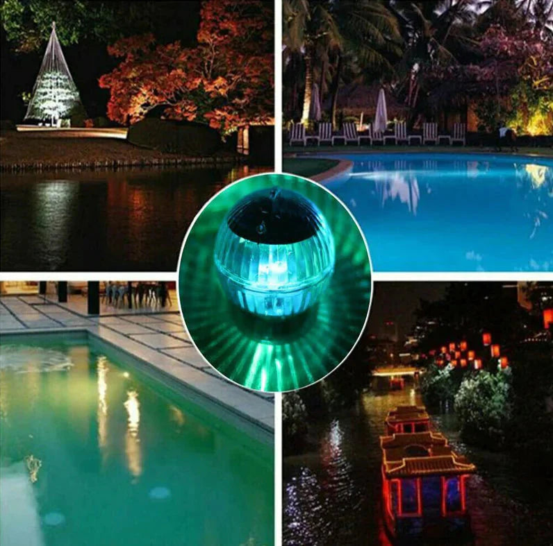 Outdoor Solar LED Floating Light Garden Pond Pool Lamp Rotating RGB Color Change Anti Spier