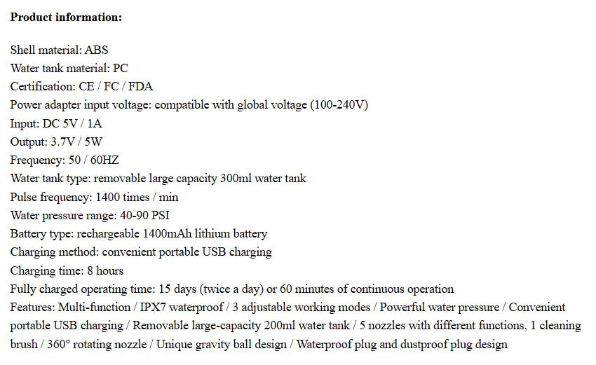 Home Fashion Minimalist Rechargeable Oral Irrigator Anti Spier