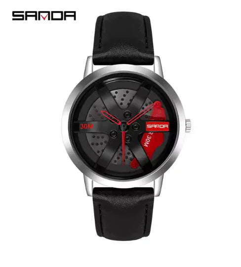 Men's 3D Car Wheel Sports Watch - Waterproof Quartz Anti Spier