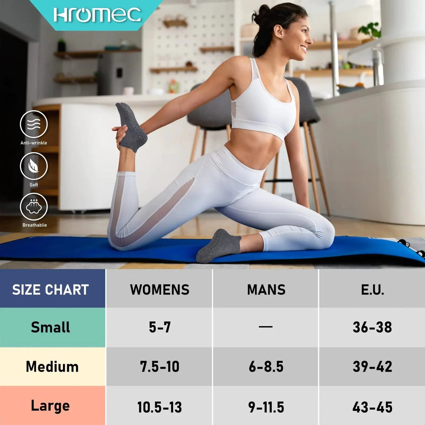 Non Slip Yoga Socks with Grips for Pilates, Ballet, Barre, Barefoot, Hospital Anti Skid Socks for Women and Men Small 6 Pairs-2 Black/2 Dark Gray /2 Gray Anti Spier