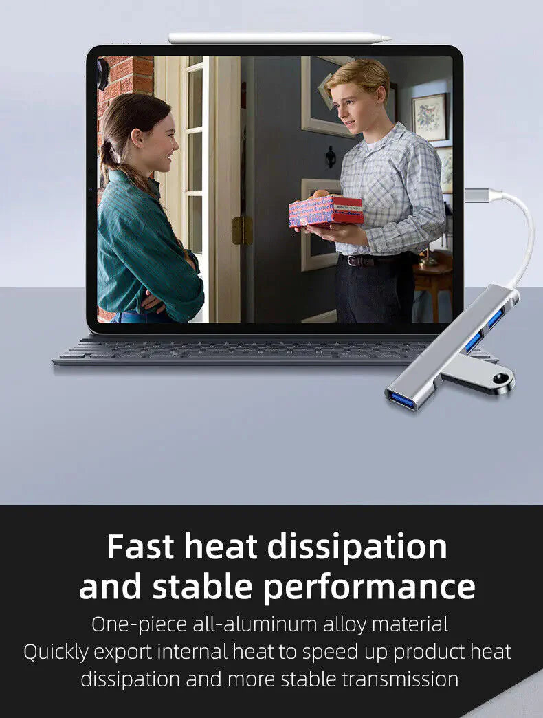 USB-C Type C to USB 3.0 4 Port Hub Splitter For PC Mac Phone MacBook Pro iPad Anti Spier