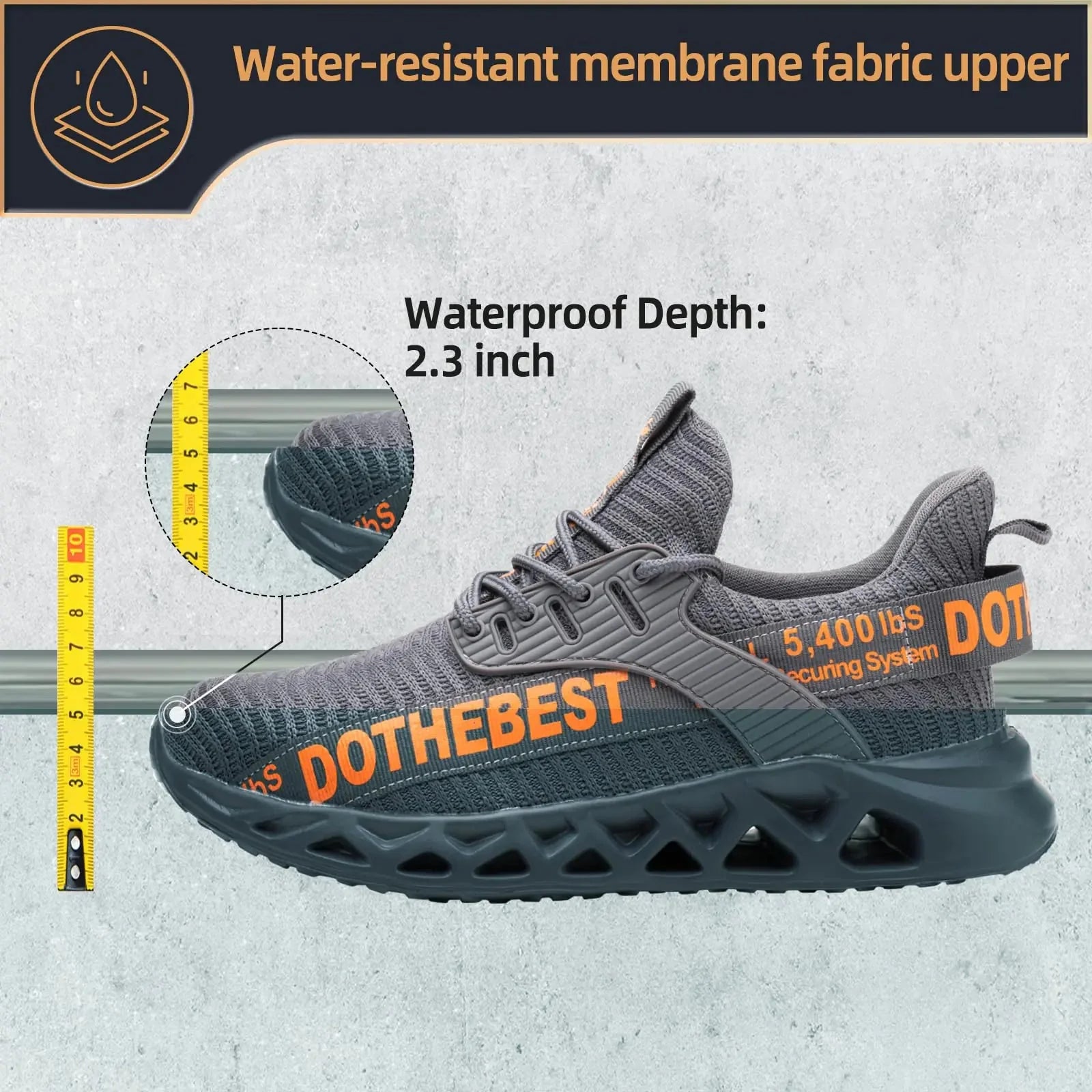 Furuian Steel Toe Sneakers for Men Women Lightweight Safety Shoes Comfortable Puncture Proof Slip On Indestructible Work Shoes 6.5 Women/5 Men Waterproof Grey Anti Spier