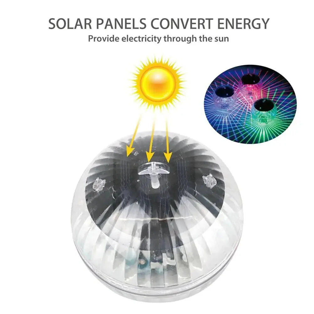 Outdoor Solar LED Floating Light Garden Pond Pool Lamp Rotating RGB Color Change Anti Spier