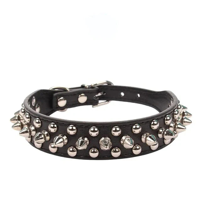 Spiked Studded Leather Dog Collar Rivets Pet Small Large Cat Pit Bull Adjustable Anti Spier