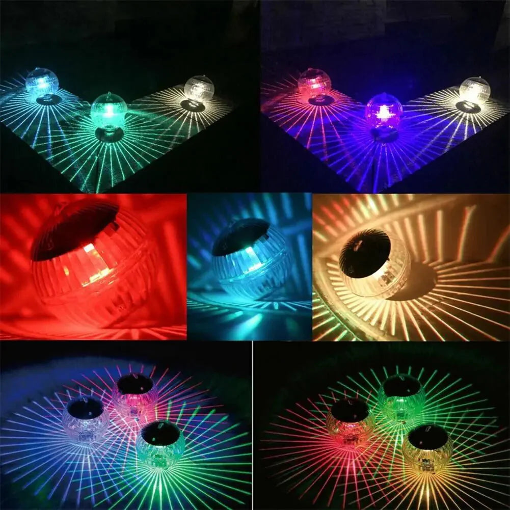 Outdoor Solar LED Floating Light Garden Pond Pool Lamp Rotating RGB Color Change Anti Spier