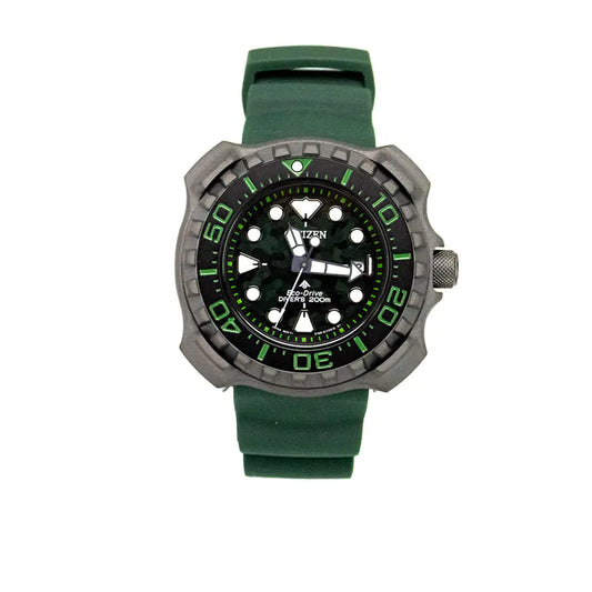 Citizen Promaster Marine Diver Eco-Drive Titanium Dark Green Strap Watch - Anti Spier 