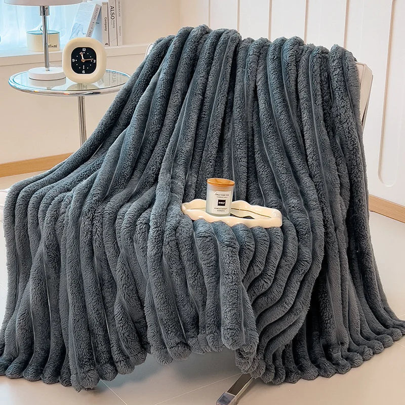 Faux Rabbit Fur Velvet Blanket Anti Spier