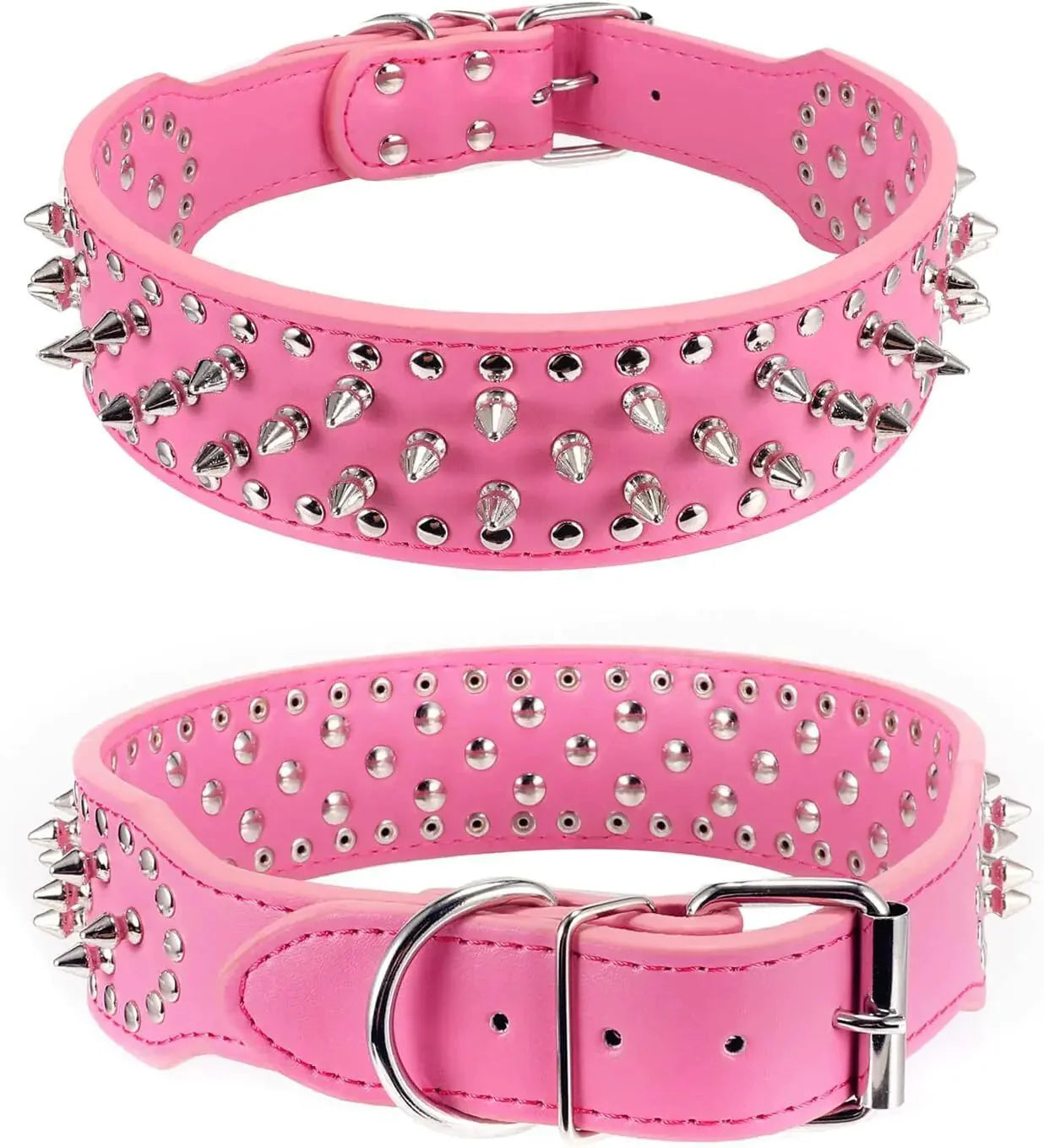 Spiked Studded Leather Dog Collar Rivets Pet Small Large Cat Pit Bull Adjustable Anti Spier