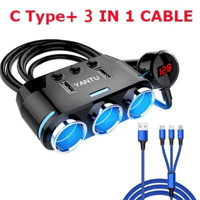 12V-24V Car splitter Cigarette Lighter Socket Plug Dual USB Charger Adapter Anti Spier