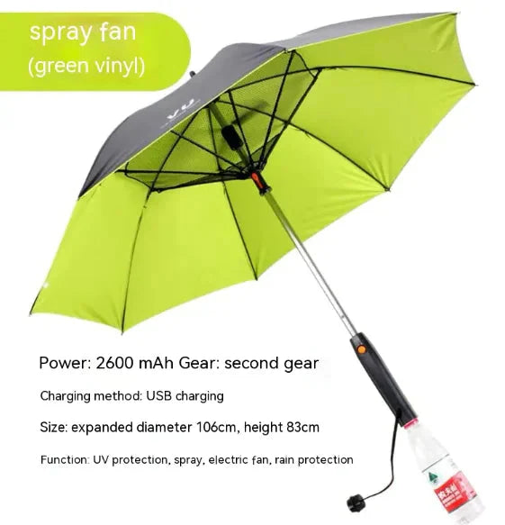 Cooling Spray Sun Umbrella With Fan And Sprinkler Anti Spier