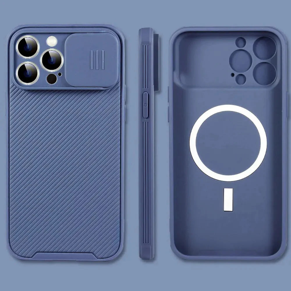 Slide Camera Lens Magsafe Charging Case Anti Spier