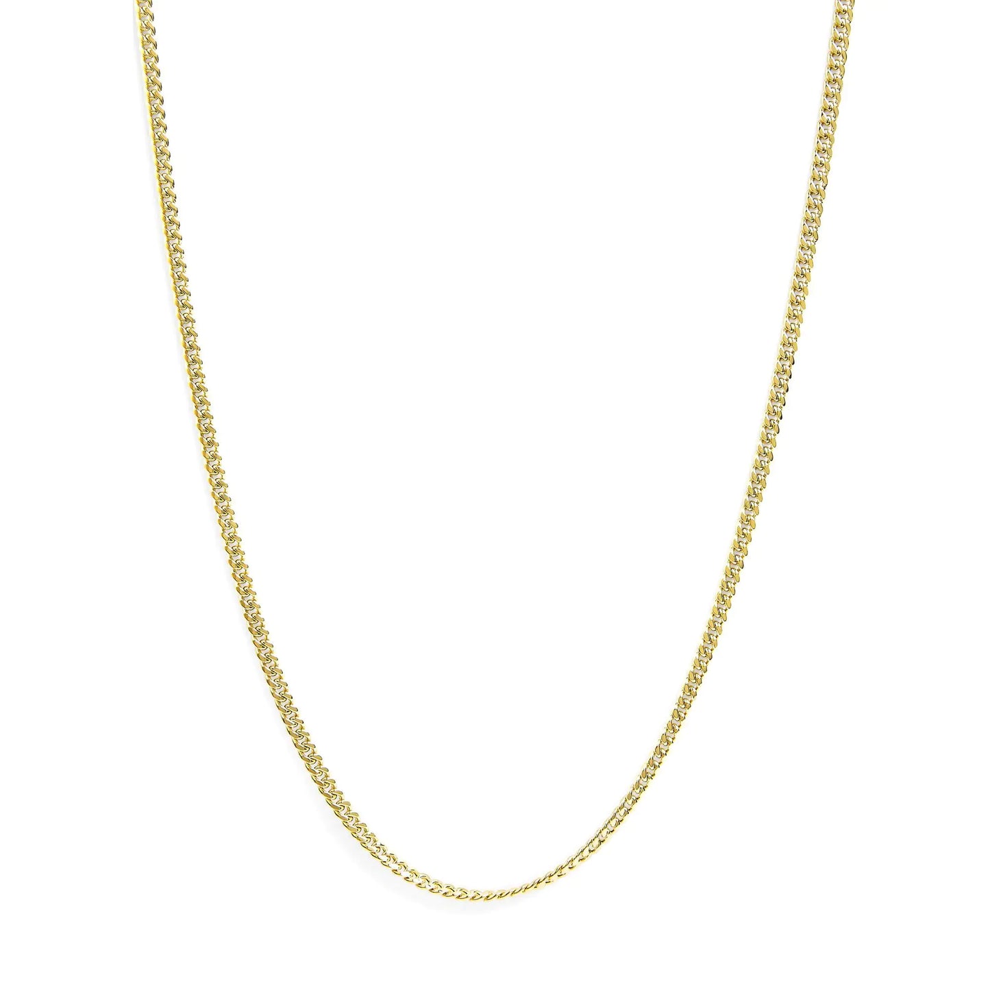 Semi-Solid 14K Yellow Gold 4.5mm Miami Cuban Chain Necklace - Unisex Chain - Anti Spier 