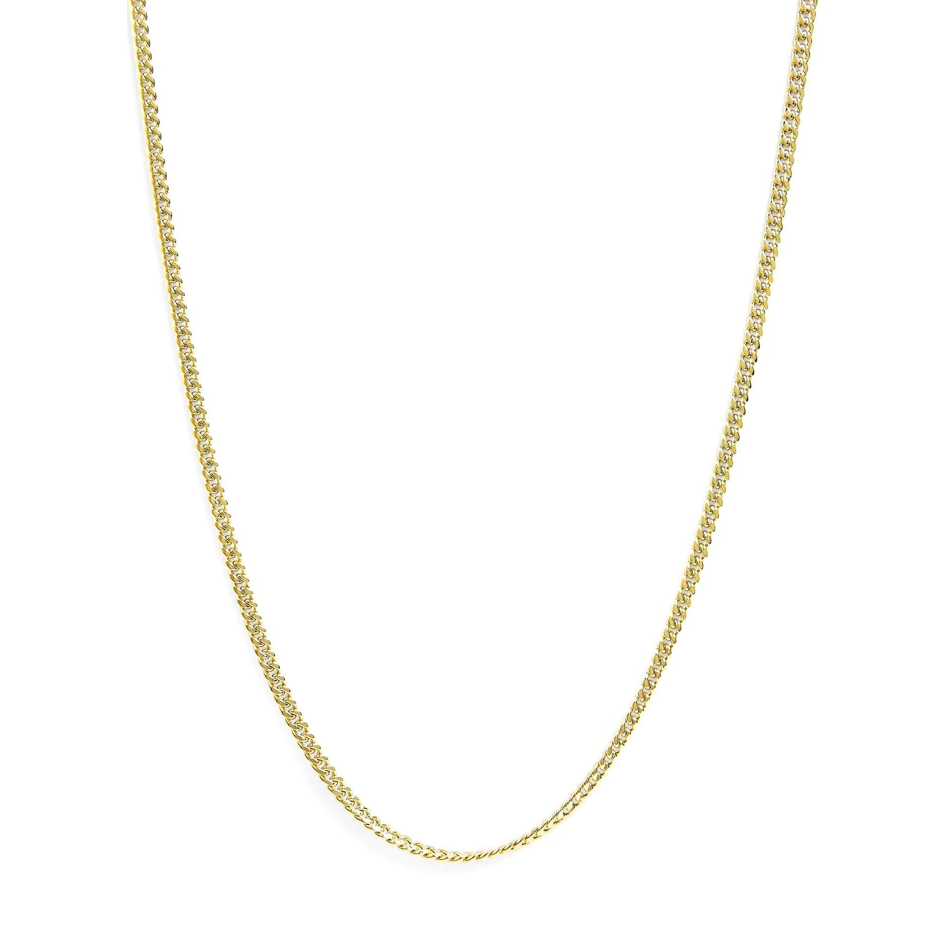 Semi-Solid 14K Yellow Gold 4.5mm Miami Cuban Chain Necklace - Unisex Chain - Anti Spier 