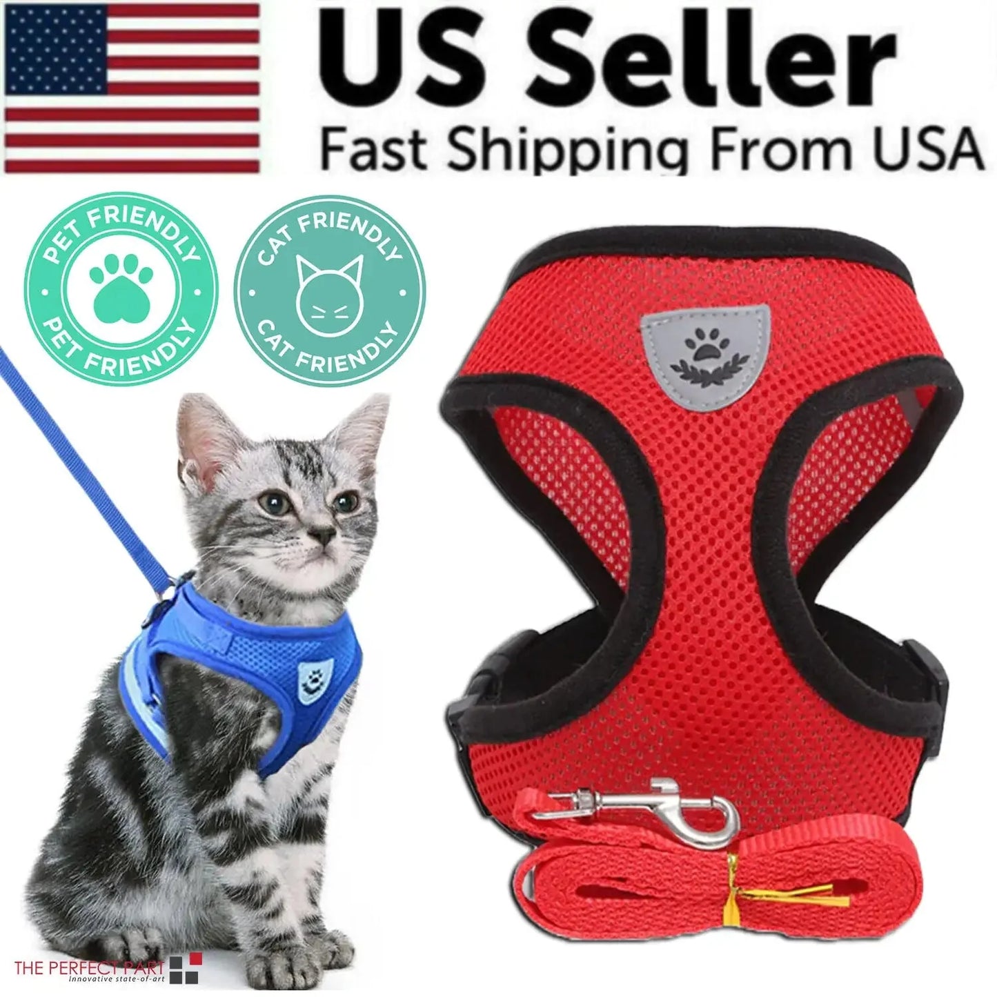 Cat Dog Pet Harness Adjustable Control Vest Dogs Reflective S M L XL Leash Anti Spier