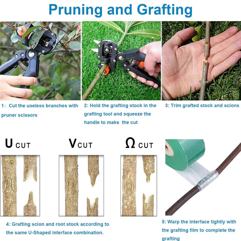 Garden Tree Grafting Knife Pruning Pruner Shears Snip Scissors Cutting Tool Kit Anti Spier