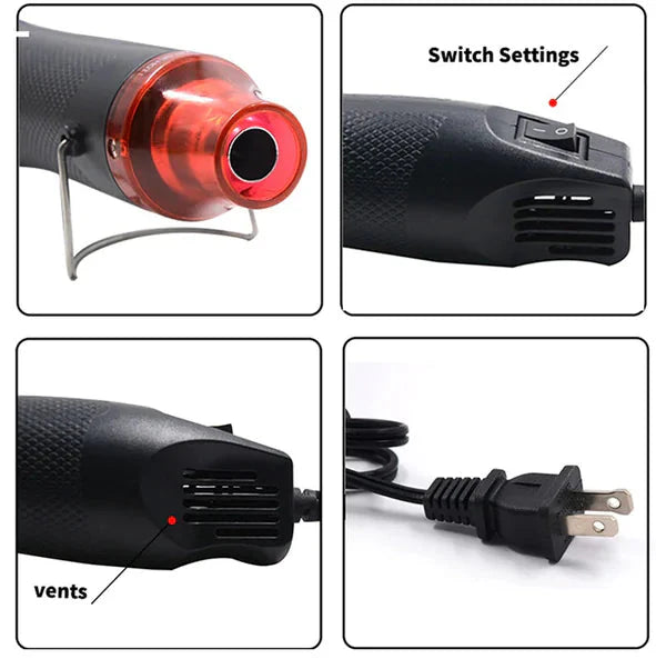 Mini Heat Gun DIY Electric Nozzles Tool Hot Air Gun Embossing Drying Paint USA Anti Spier