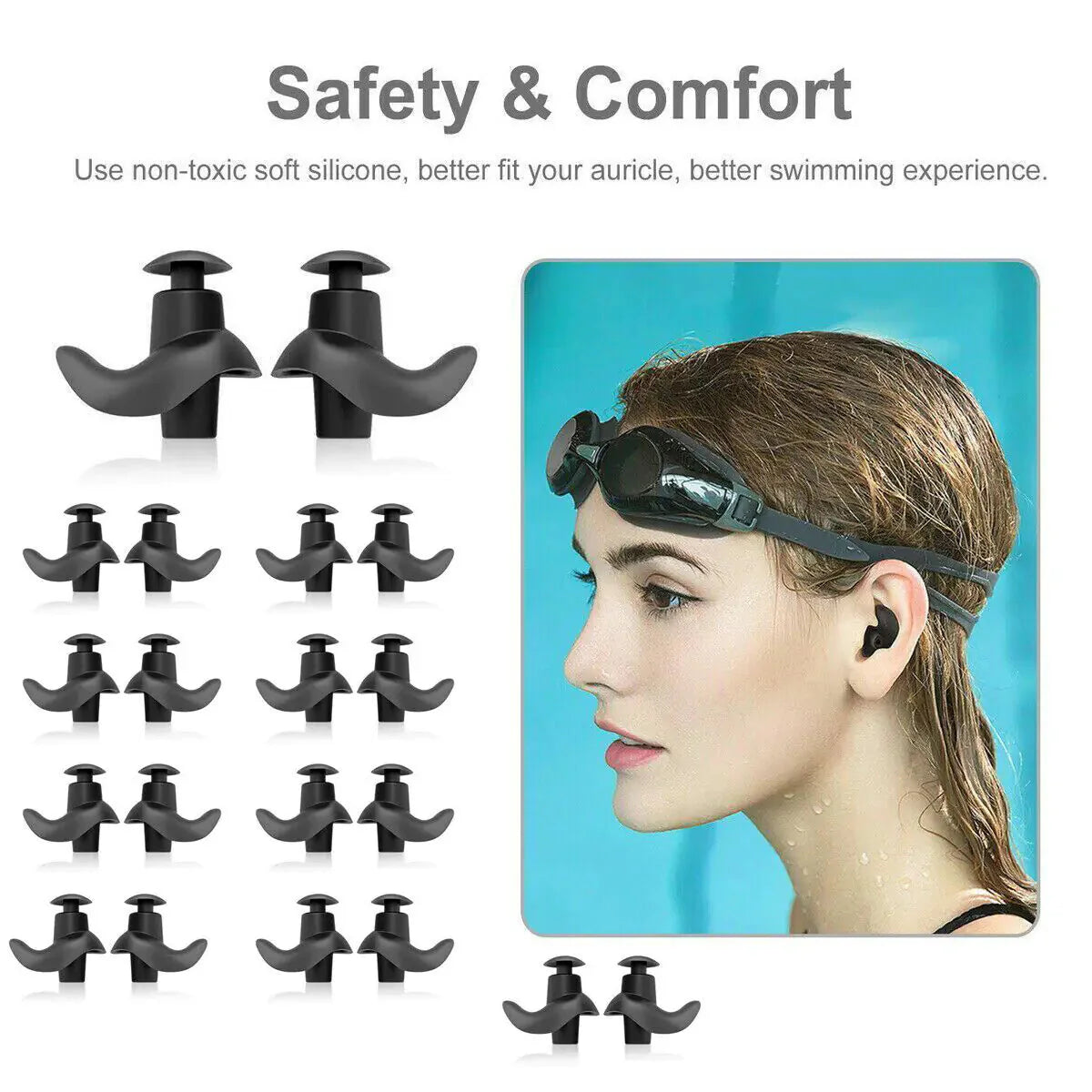 5/10 Pairs Soft Silicone Ear Plugs For Swimming Sleeping Anti Snore Reusable USA Anti Spier