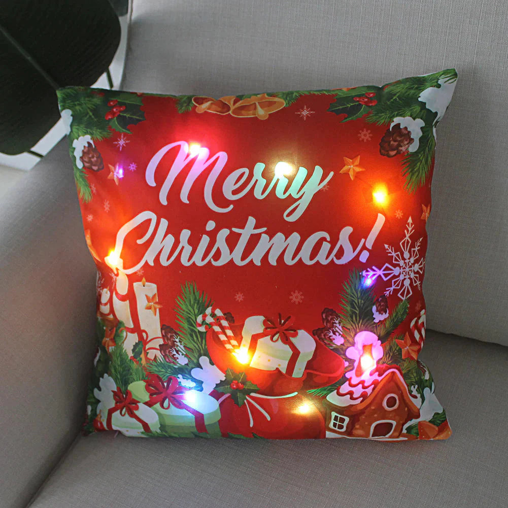 Super Soft Plush Christmas LED Lantern Pillowcase Anti Spier