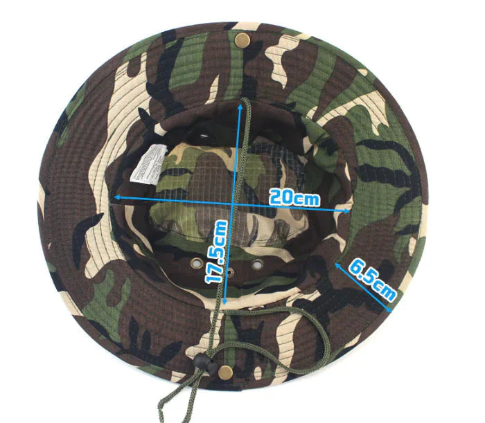 Boonie Bucket Hats Outdoor Fishing Hunting Wide Brim Mesh Camo Safari Sun Cap Anti Spier