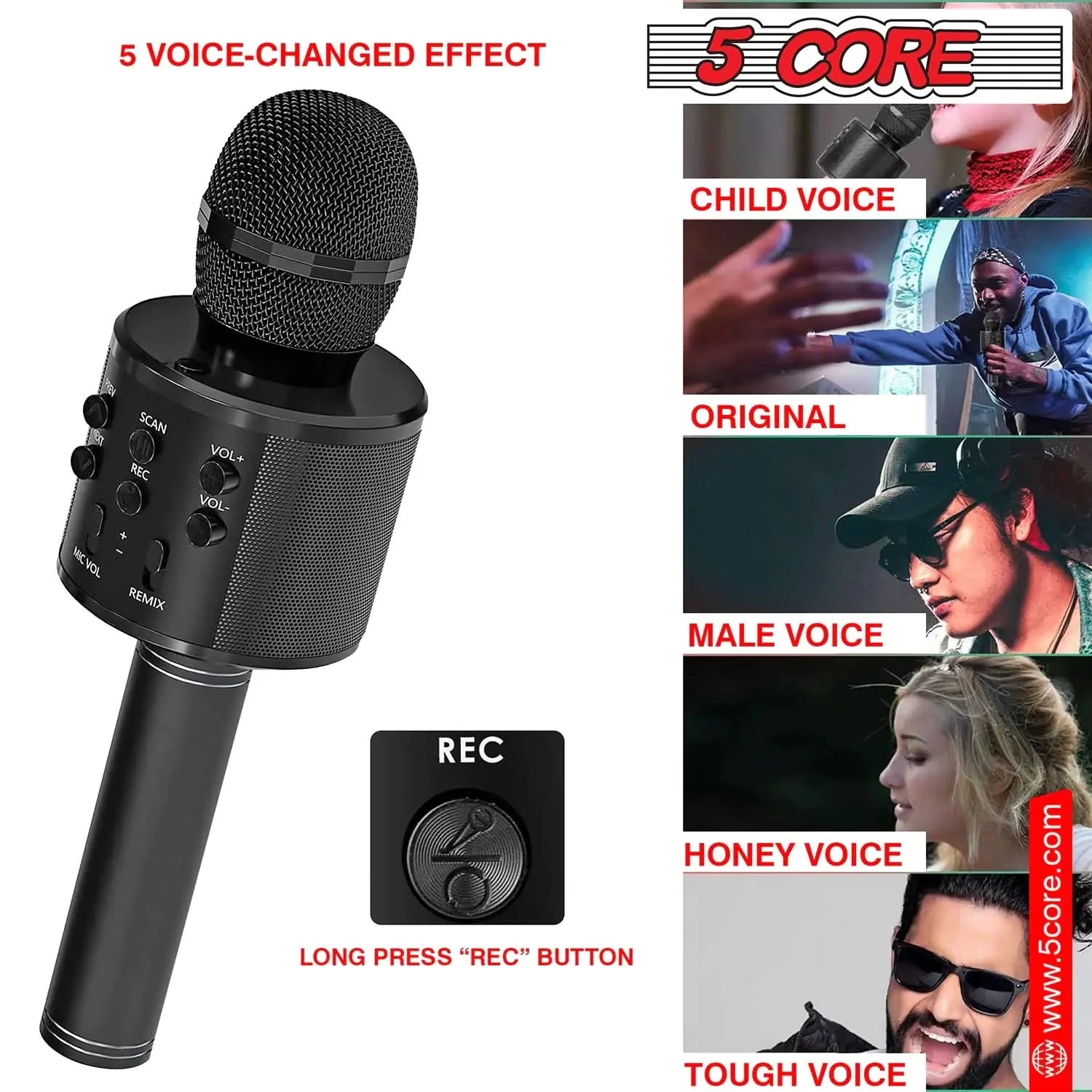 5Core Wireless Karaoke Microphone Bluetooth Mic Portable Handheld Microfonos Inalambricos Anti Spier
