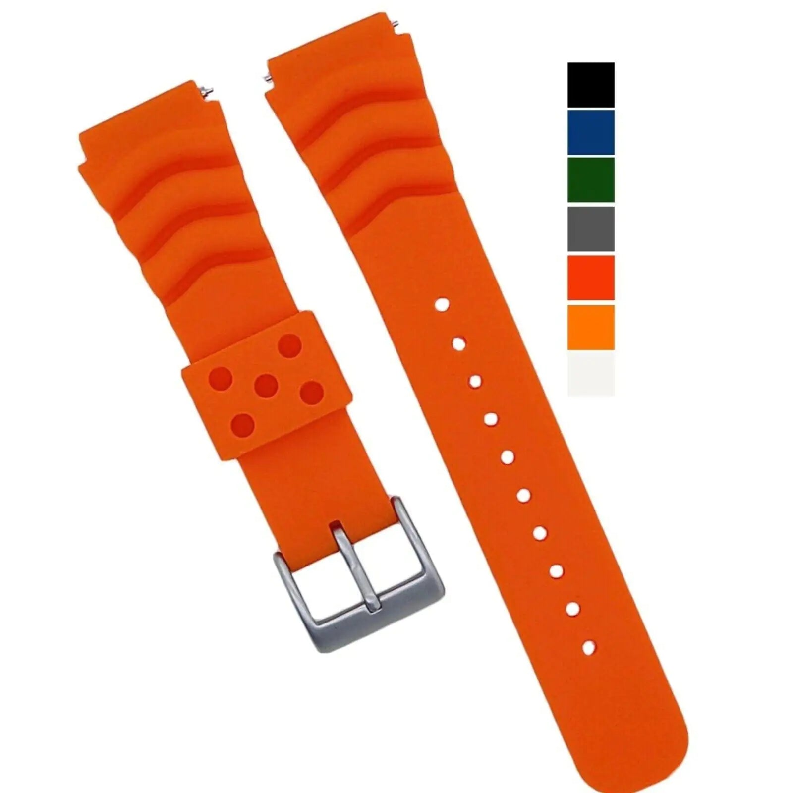 18mm 20mm 22mm Soft Silicone Watch Band Divers Replacement Strap Quick Release - Anti Spier 